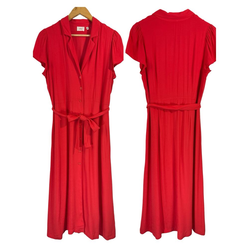 Wilfred Midi Shirt Dress Maraschino Red Button Front Size M